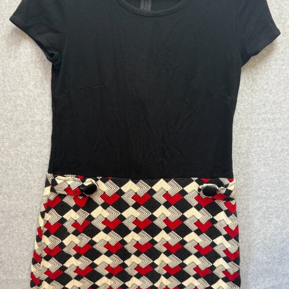 LOFT Dresses & Skirts - Ann Taylor Loft Dress Size 4p Vintage Women's Black Geometric Drop Waist Stretch